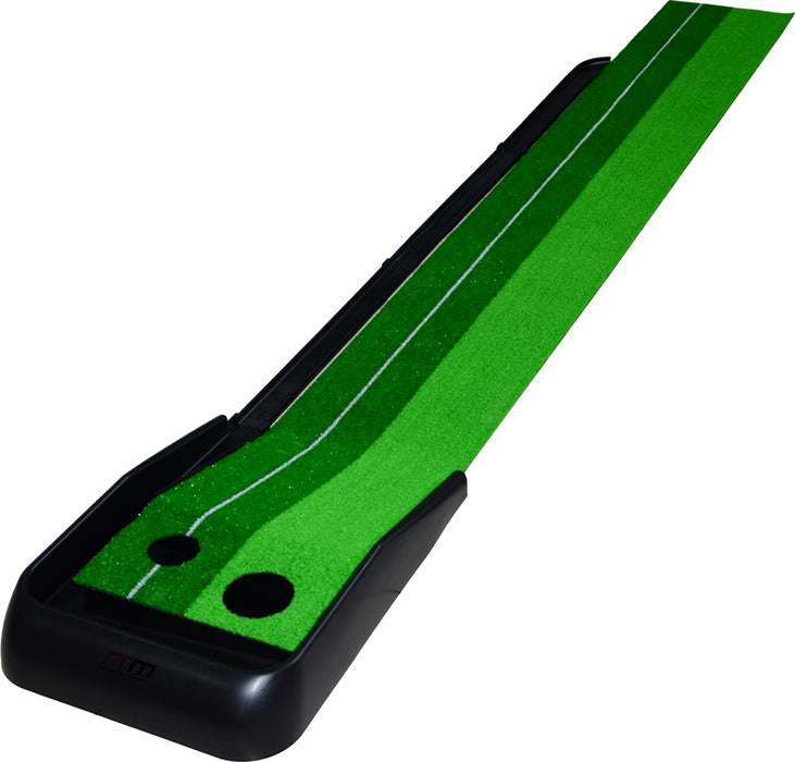 Indoor Practice Putting Green 2.5m Mat Inclined Ball Return Fake Grass 2 Holes